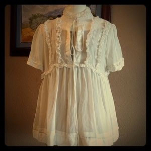 Cream Silk blouse** women's sz L